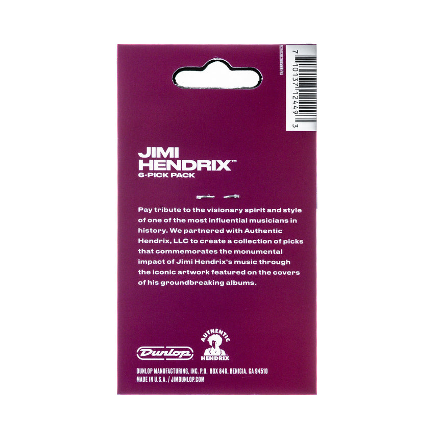 Dunlop JHP01M Are You Experienced, Medium, 6 Stück, Are You Experienced, Medium – Verpackungsrückseite des Medium-Sechserpacks