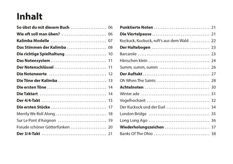 CASCHA Kalimba schnell und einfach lernen HH1071DE, Inhaltsverzeichnis, Seite 4