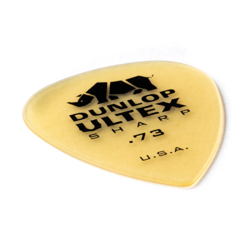 Dunlop Ultex Sharp 0,73 mm, Plektrum schräg von vorn.
