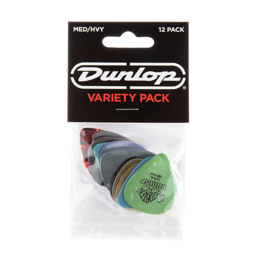 Dunlop PVP102 Medium/Heavy Variety Pack mit zwölf Gitarrenplektren, Vorderseite