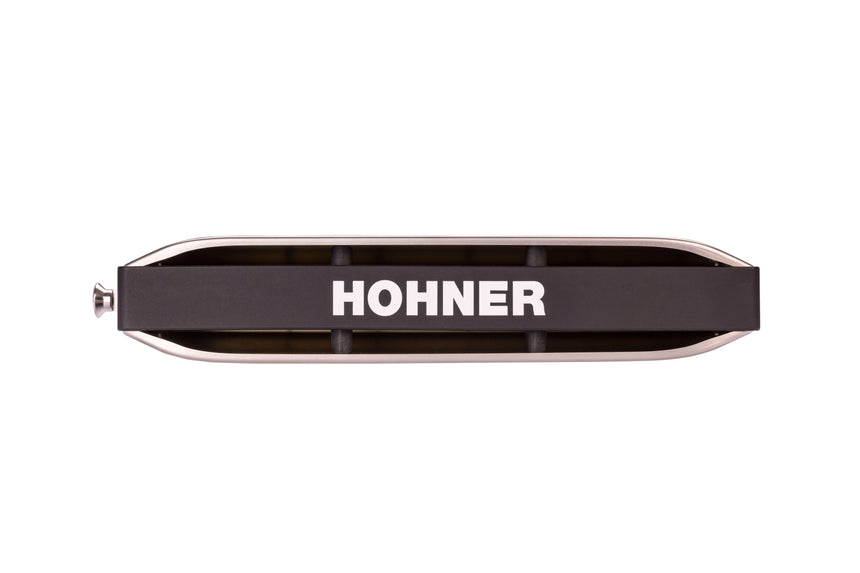 Hohner New Super 64 in C, Edelstahldeckel und schwarzer Kanzellenkörper – Rückseite mit Kanzellenkörper