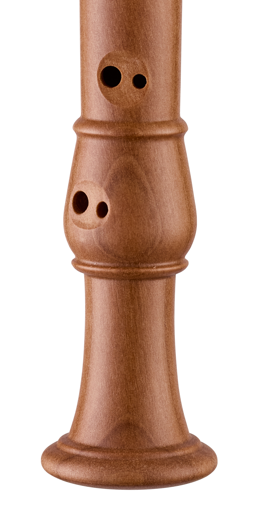 Flûte à bec soprano Moeck Rondo 2202 en poirier naturel – détail des trous inférieurs