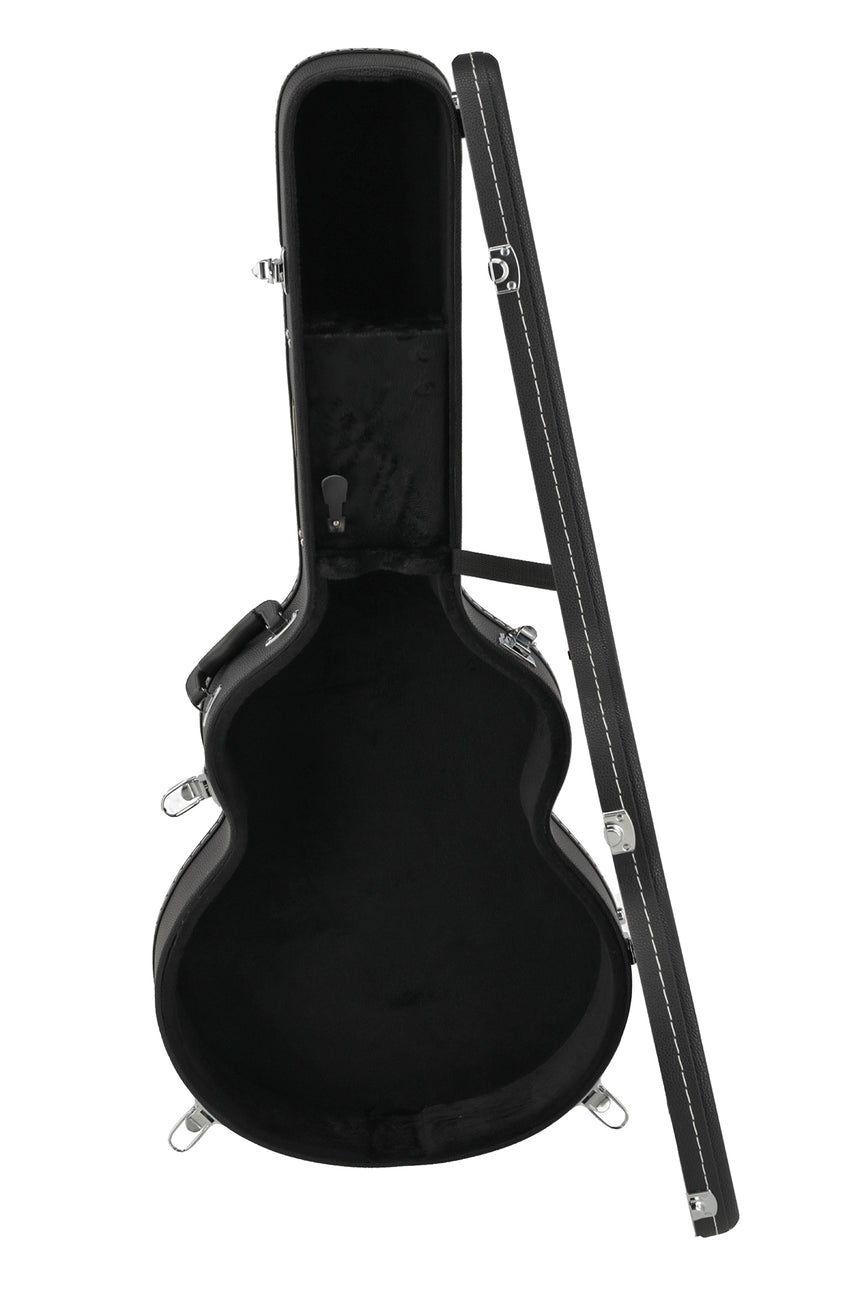 GEWA Flat Top Economy Jumbo-Gitarrenkoffer 523.114, schwarz – Geöffnet, Hochkantansicht