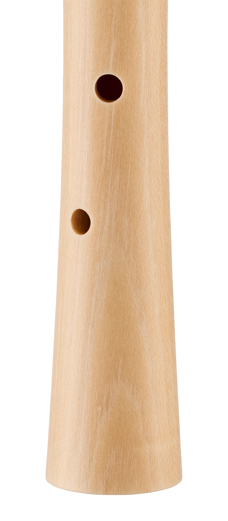 Flûte à bec soprano scolaire Moeck 1250 en érable naturel – détail des trous inférieurs