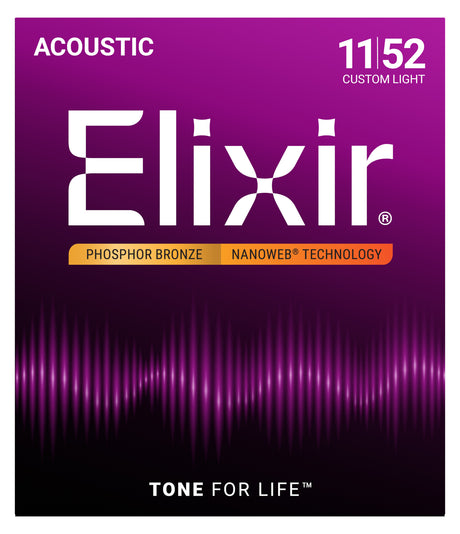 Elixir 16027 NANOWEB Phosphor Bronze 11/52 Custom Light – front of package