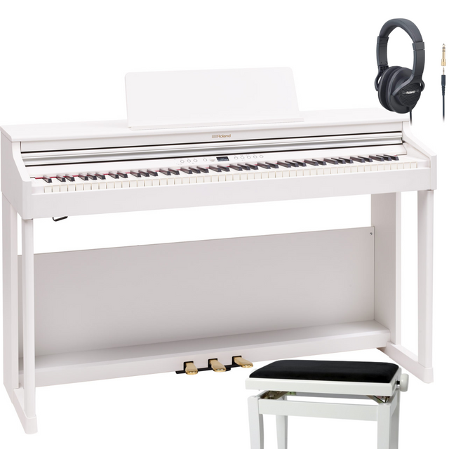 Roland RP 701 Weiß Matt Bundle mit Bank und Kopfhörer - Musik-Ebert Gmbh