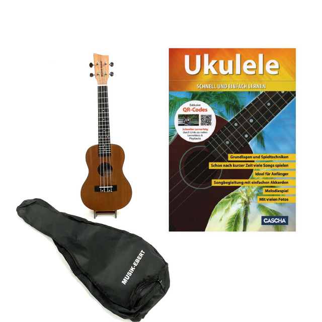 Ebert Basic Ukulelen Bundle mit Heft - Ukulele schnell und einfach lernen - Musik-Ebert Gmbh
