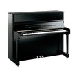 Yamaha P 121 PEC Klavier schwarz poliert mit Chrom-Beschlägen – Frontansicht