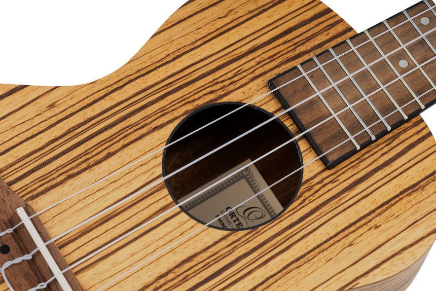 ORTEGA Timber Series Konzert Ukulele - Natur Zebraholz inkl. Tasche - Musik-Ebert Gmbh