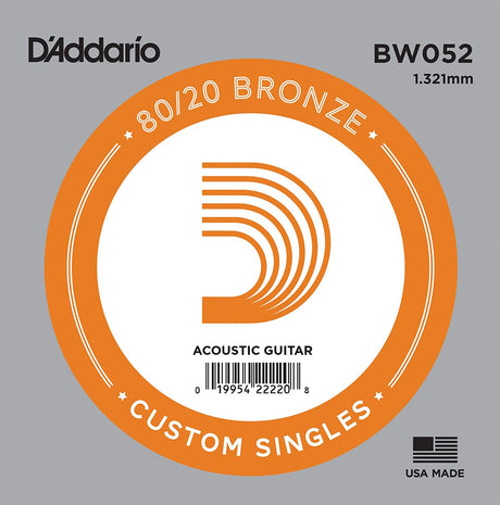 D'Addario Bronze Einzelsaite für Gitarre 80/20 Bronze Round Wound - Musik-Ebert Gmbh