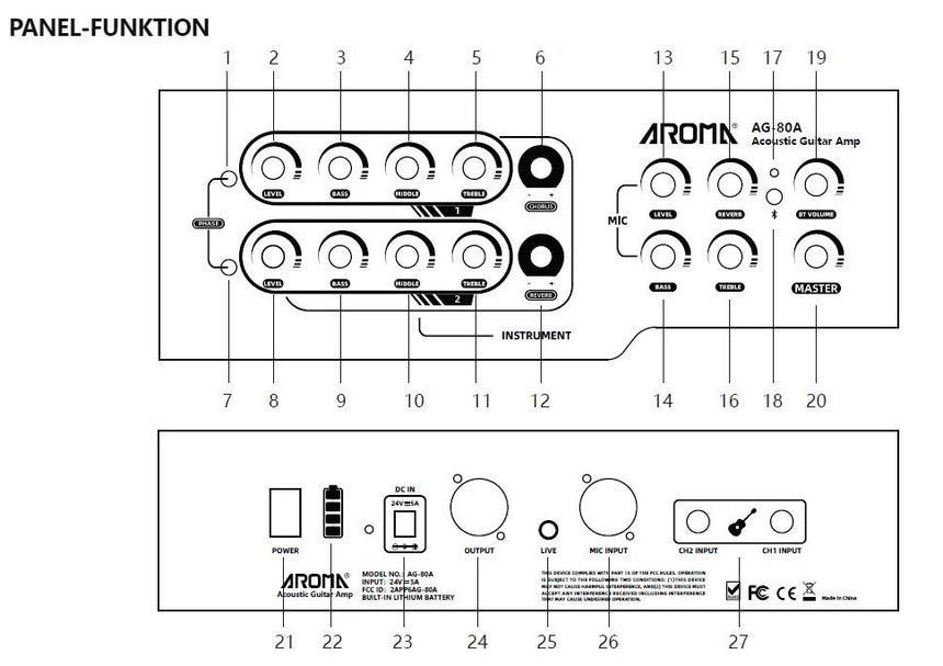 AROMA AG-80A BK Akustikverstärker - Musik-Ebert Gmbh