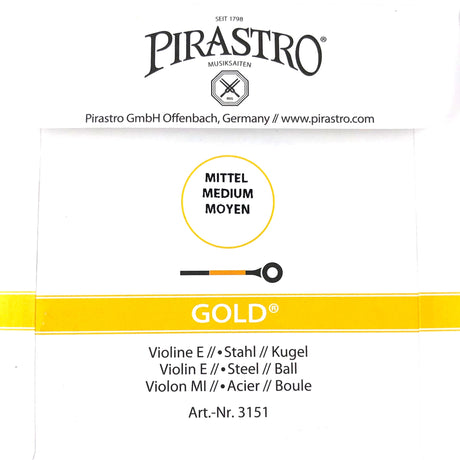 Pirastro Gold Violin Einzelsaite E mit Kugel 4/4 - Musik-Ebert Gmbh