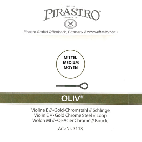 Pirastro Oliv Violin Einzelsaite E mit Schlinge 4/4 - Musik-Ebert Gmbh