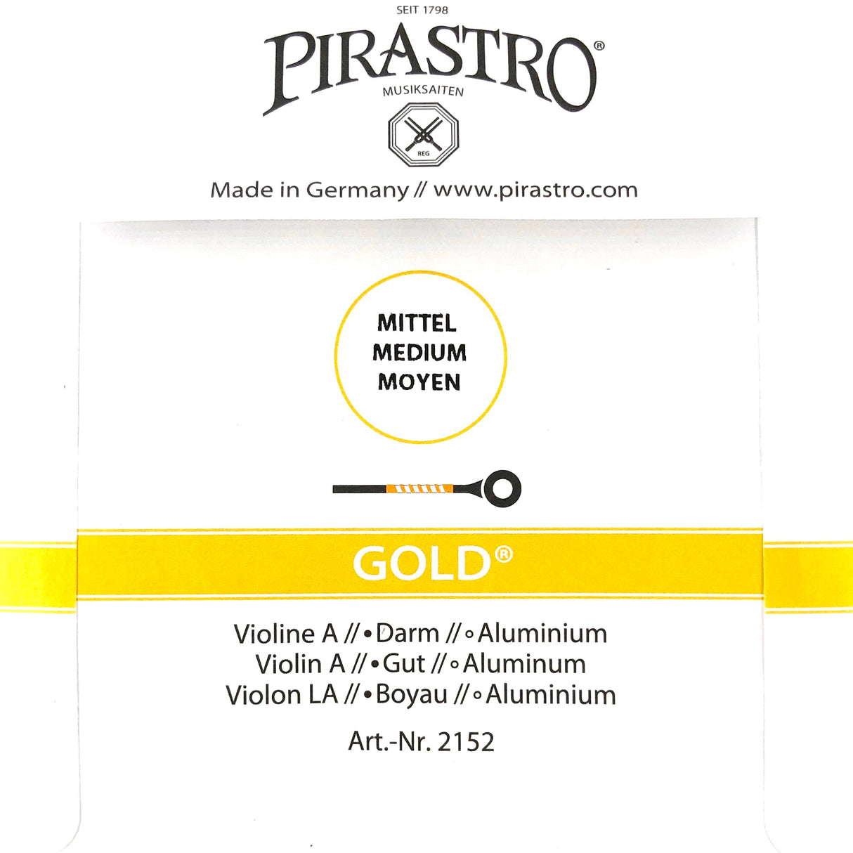 Pirastro Gold Violin Einzelsaite A mit Kugel 4/4 - Musik-Ebert Gmbh