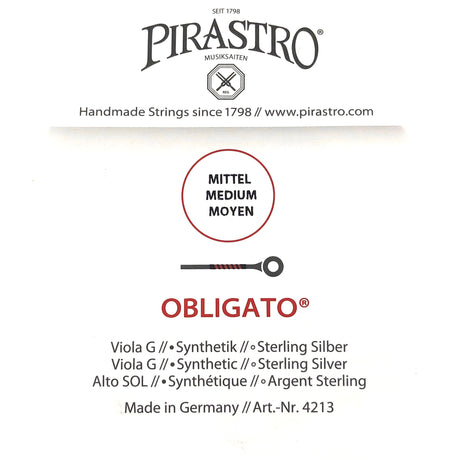 Pirastro Obligato Viola Einzelsaite G Medium 4/4 - Musik-Ebert Gmbh