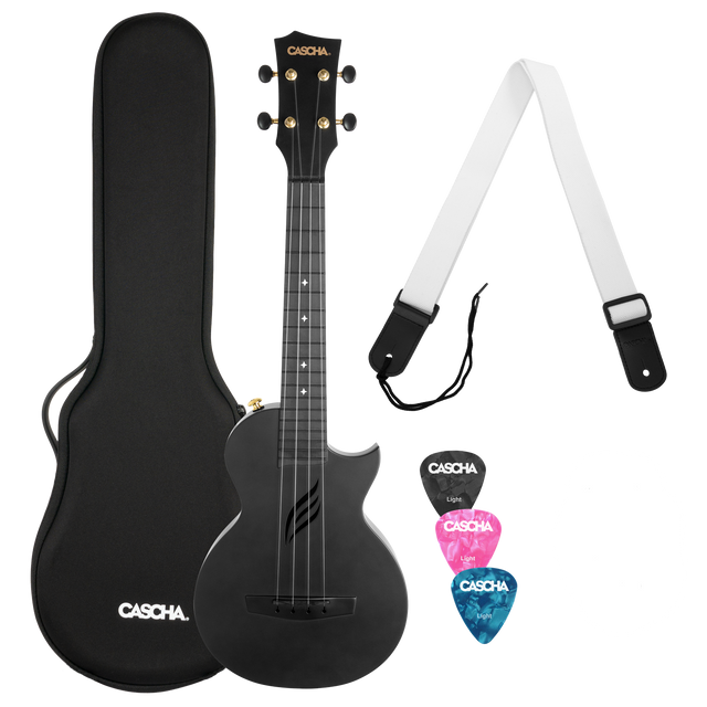 CASCHA Carbon Konzert Ukulele inkl. Tasche, Gurt - Musik-Ebert Gmbh