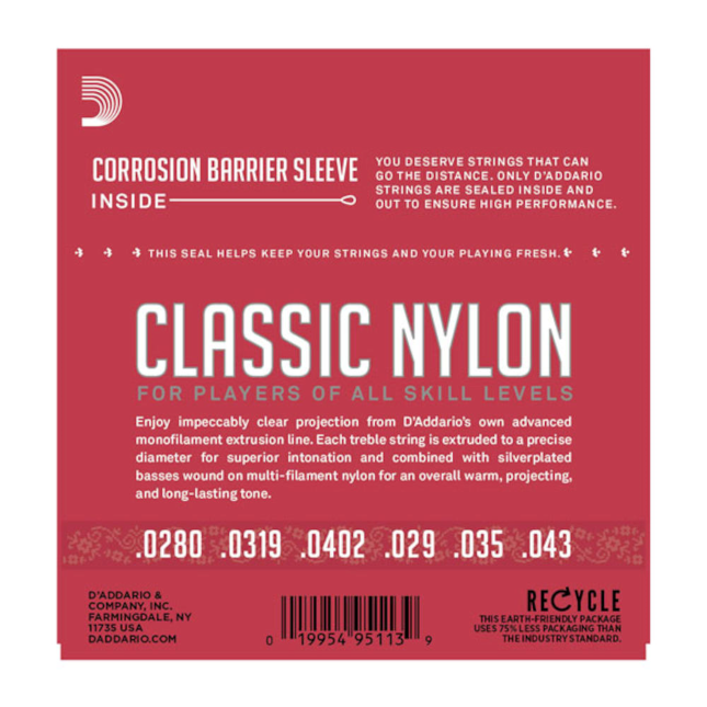 D‘Addario Classic Nylon EJ27N Schüler-Saiten für Klassikgitarre, Nylon, normale Spannung - Musik-Ebert Gmbh